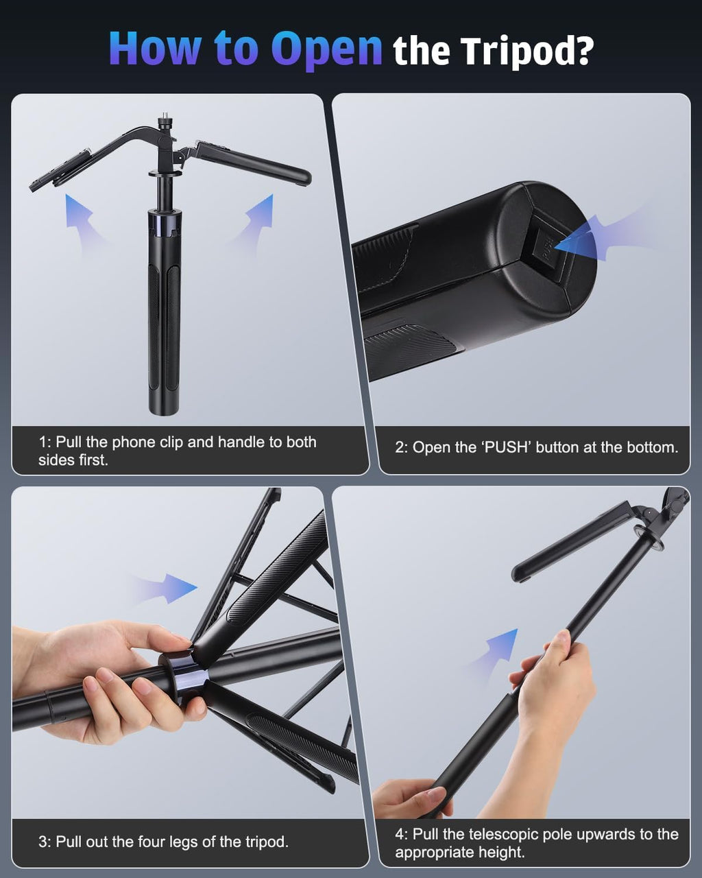 Phone Tripod with 2 LED Fill Lights & Removable Remote