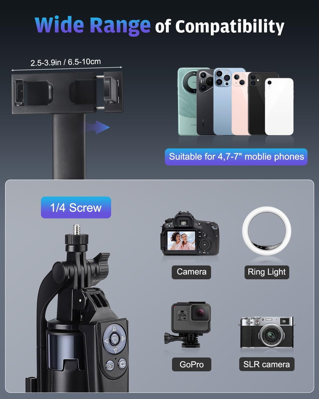 Phone Tripod with 2 LED Fill Lights & Removable Remote