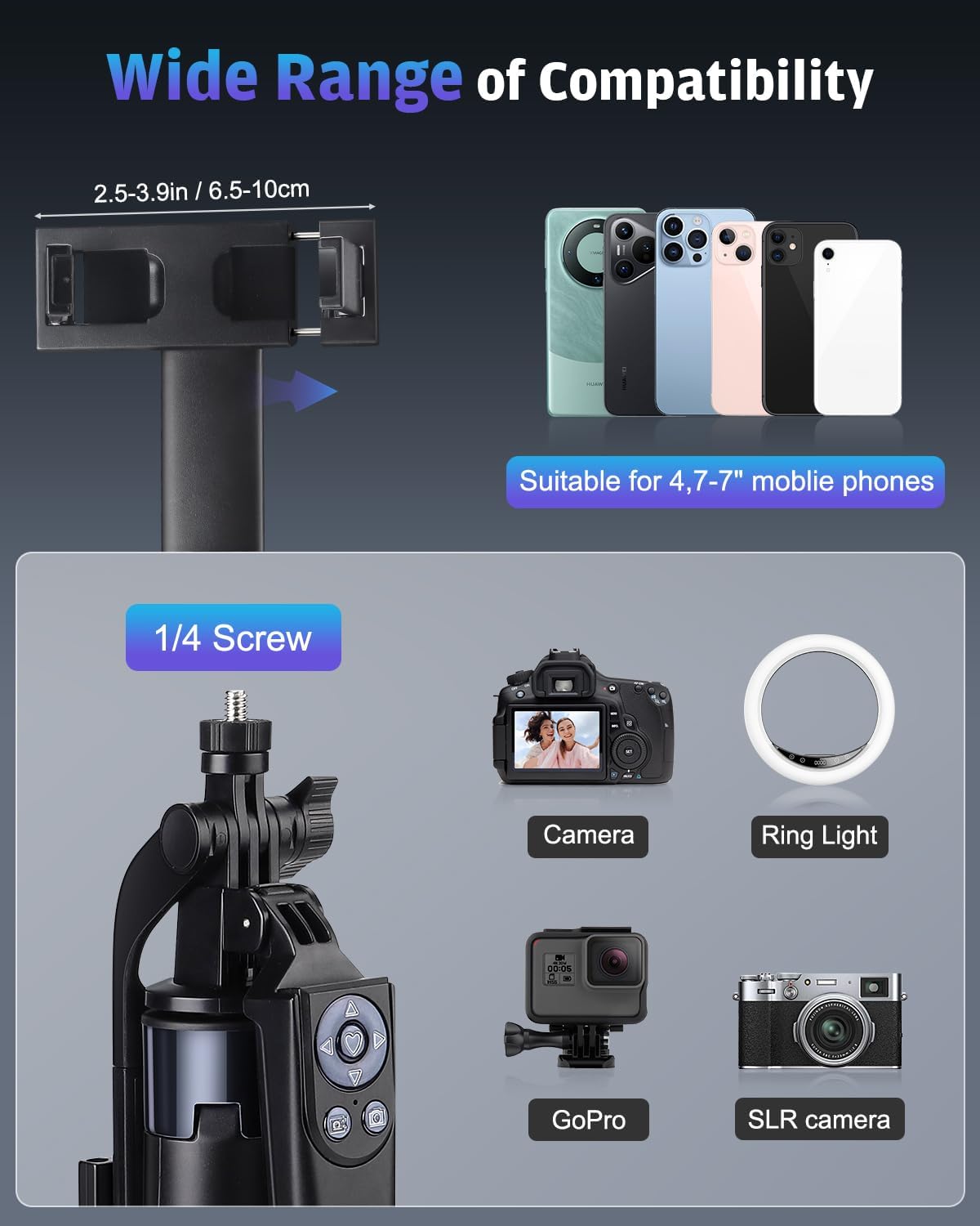 Phone Tripod with 2 LED Fill Lights & Removable Remote