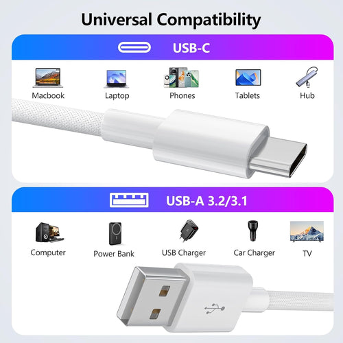 2Pack 1.8M Charger Cable, USB A to USB C Charging Cable