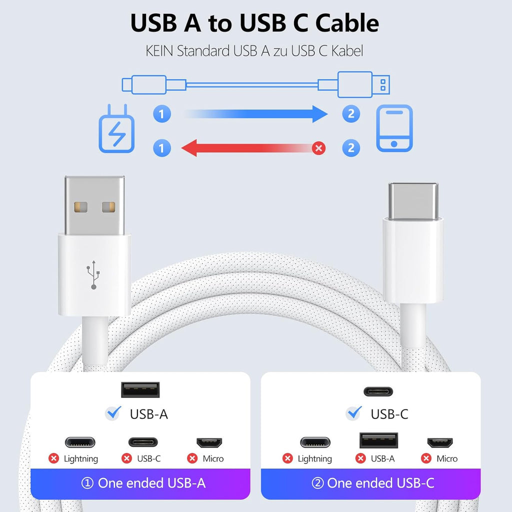 2Pack 1.8M Charger Cable, USB A to USB C Charging Cable