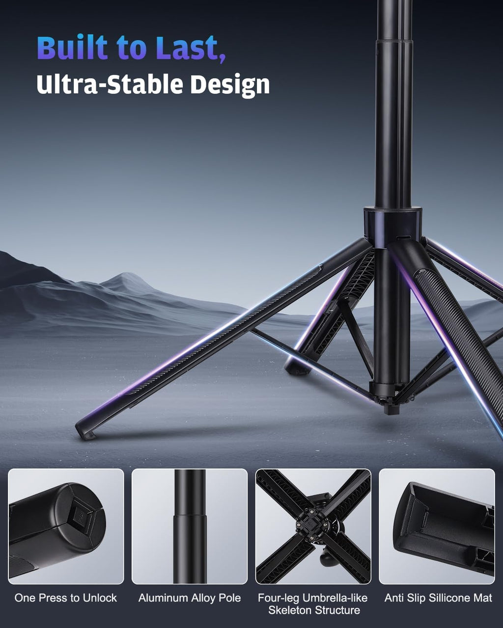 Phone Tripod with 2 LED Fill Lights & Removable Remote